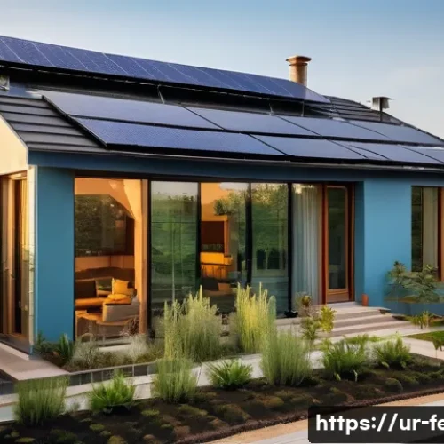 제로 에너지 빌딩 - A modern zero-energy residential home in a lush Pakistani neighborhood during golden hour, featuring...