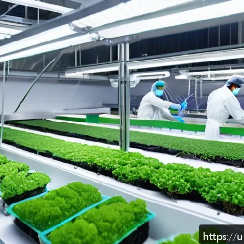 Home 31 친환경 식품 기술 - A vibrant, modern food production facility in Pakistan showcasing eco-friendly innovations: workers ...