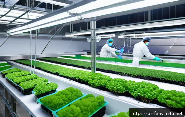 친환경 식품 기술 - A vibrant, modern food production facility in Pakistan showcasing eco-friendly innovations: workers ...
